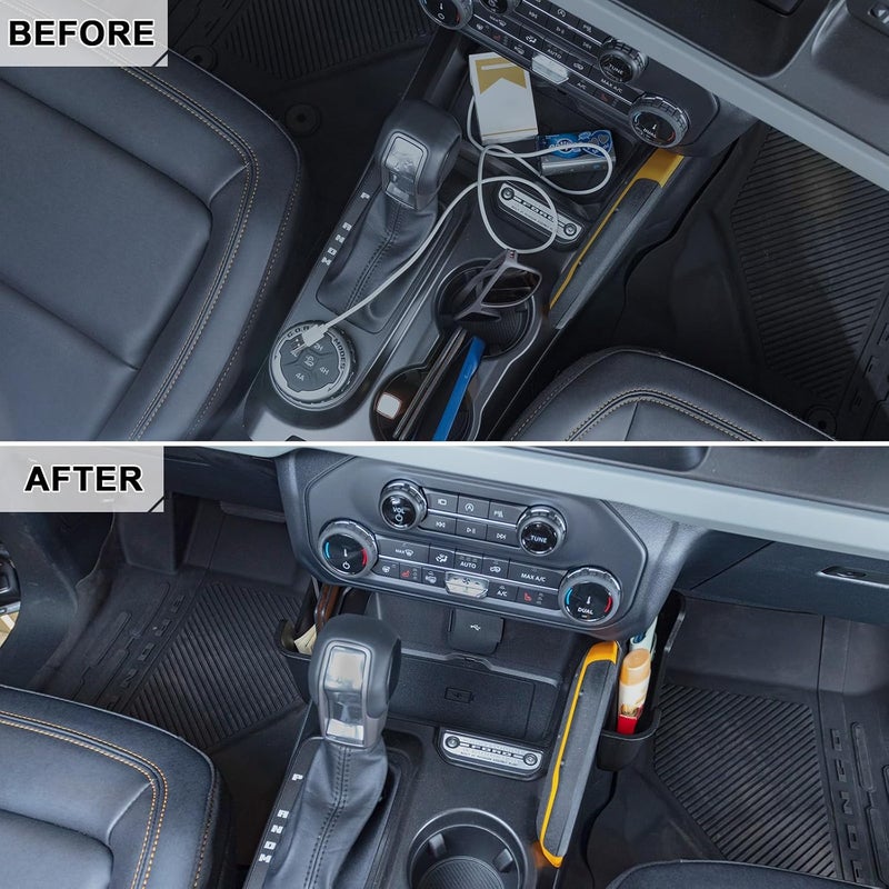 TOPINSTALL New Gear Shifter Organizer Compatible with 2021-2025 2026 Ford Bronco, Center Console Gear Side Storage Box Tray Interior Accessories for Bronco 2/4-Door (Not for Bronco Sport) - Image 2